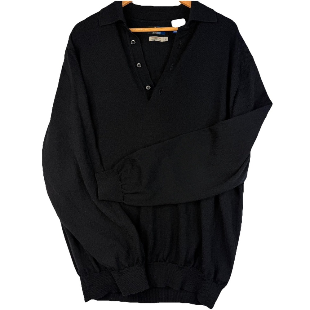 Callaway Men's 100% Wool 1/4 Bottom Sweater SZ-XL Black Pullover Golf‎ Classic